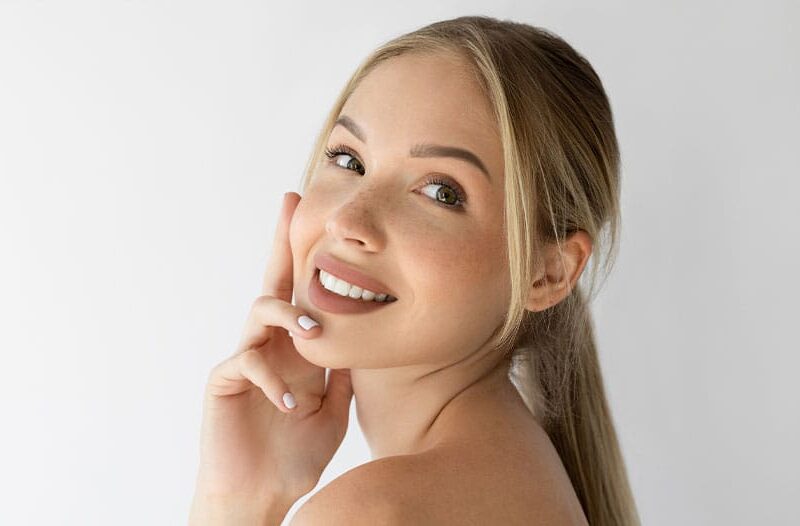 woman after getting facial fat transfer in New Jersey